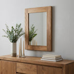 Brown Solid Wood Framed Accent Mirror - 15-inch