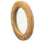 Brown Solid Wood Round Accent Mirror - 11-inch