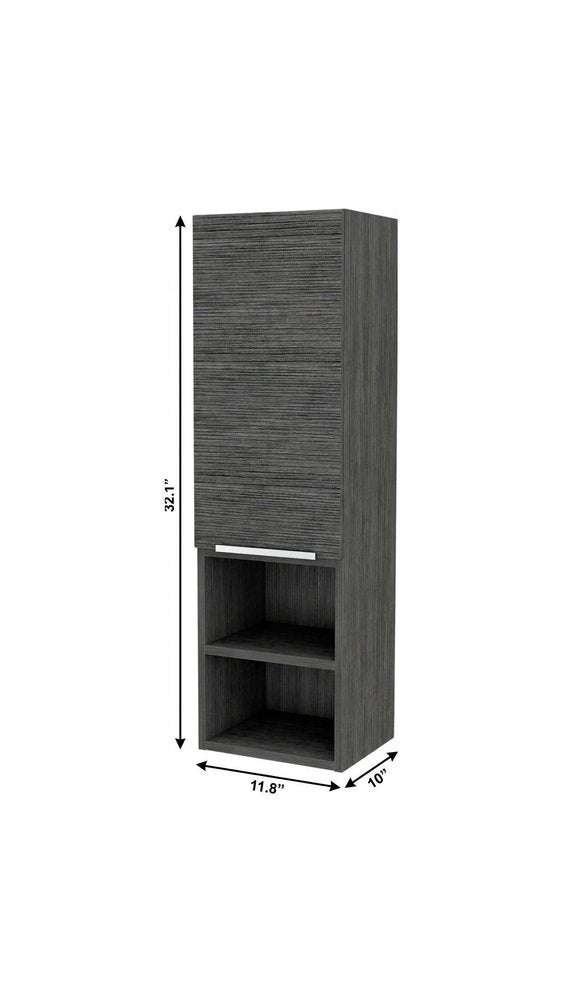 Gray Wood Floating Single Door Bathroom Vanity - 12-inch