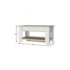 Natural and White Wood Storage Bench with Flip Top Shoe Storage and Shelves