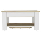 Natural and White Wood Storage Bench with Flip Top Shoe Storage and Shelves
