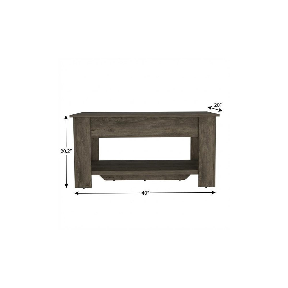 Dark Brown Wood Storage Bench with Flip Top Shoe Storage and Shelves - 40-inch