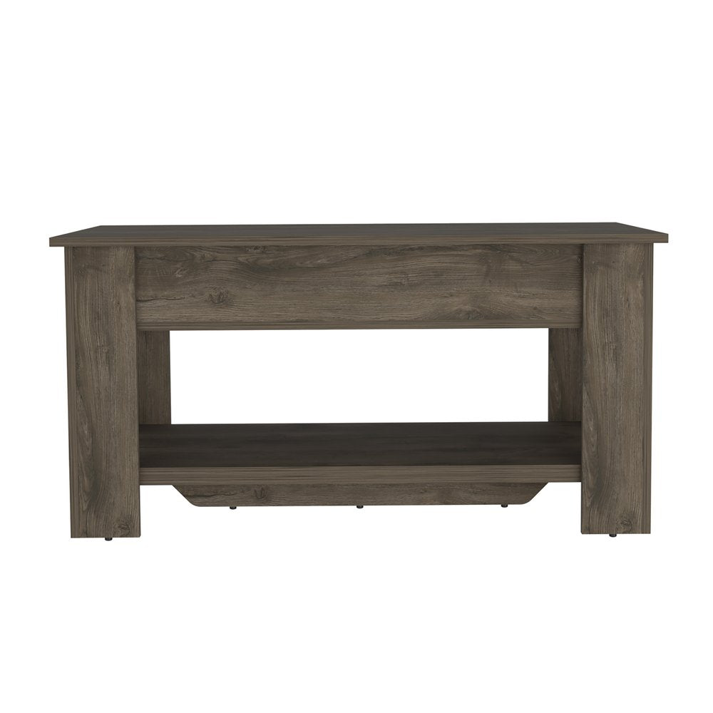 Dark Brown Wood Storage Bench with Flip Top Shoe Storage and Shelves - 40-inch