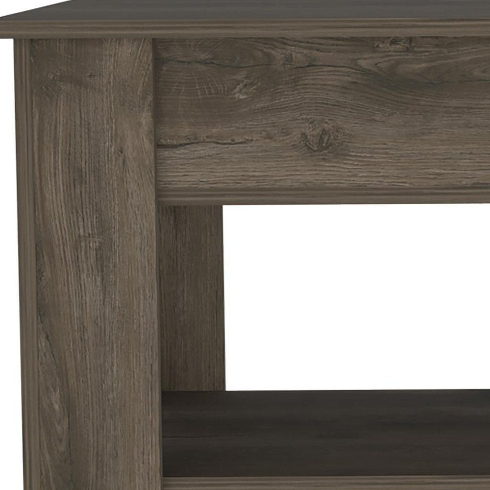 Dark Brown Wood Storage Bench with Flip Top Shoe Storage and Shelves - 40-inch