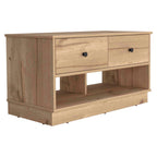 Natural and Oak Wood Storage Bench with Drawers Shoe Storage and Shelves