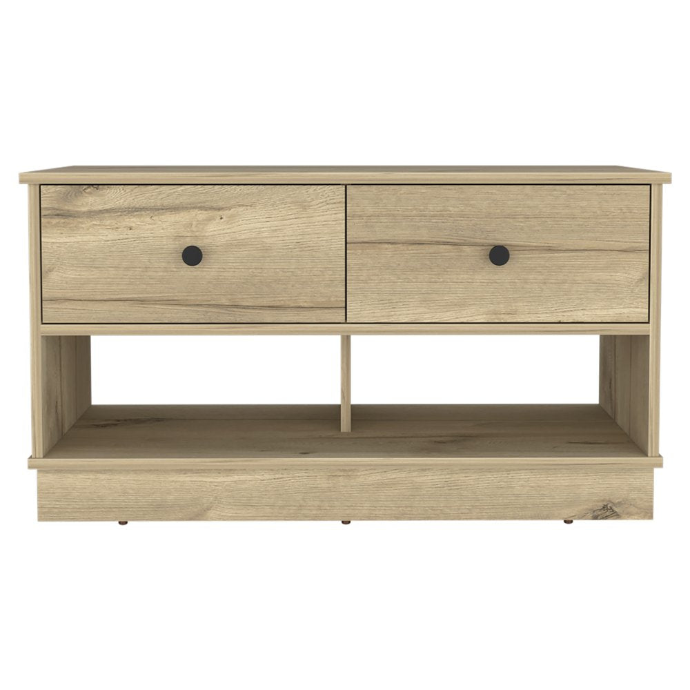 Natural and Oak Wood Storage Bench with Drawers Shoe Storage and Shelves