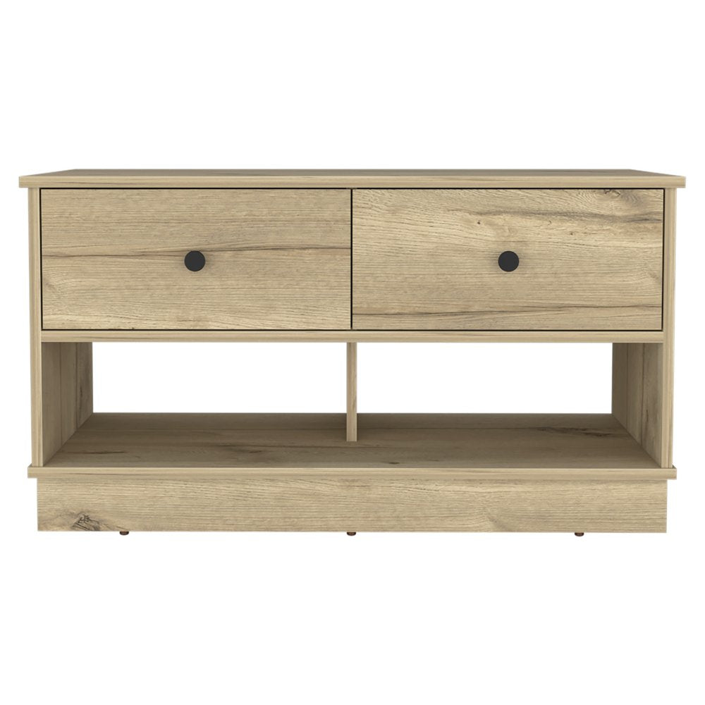 Natural and Oak Wood Storage Bench with Drawers Shoe Storage and Shelves