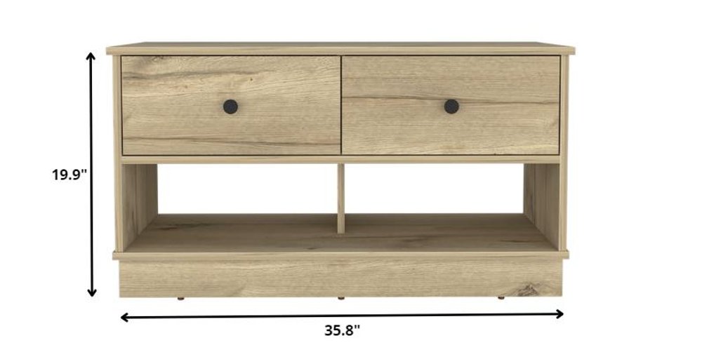 Natural and Oak Wood Storage Bench with Drawers Shoe Storage and Shelves