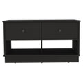 Black Wood Storage Bench with Drawers and Shelves - 36-inch