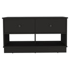 Black Wood Storage Bench with Drawers and Shelves - 36-inch
