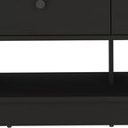 Black Wood Storage Bench with Drawers and Shelves - 36-inch