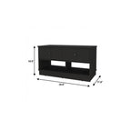 Black Wood Storage Bench with Drawers and Shelves - 36-inch