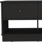 Black Wood Storage Bench with Drawers and Shelves - 36-inch