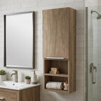 Natural Wood Wall Mounted Single Door Medicine Cabinet - 12-inch