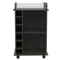 Espresso Wood Rolling Bar Cart with Wine Storage - 22-inch