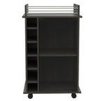 Espresso Wood Rolling Bar Cart with Wine Storage - 22-inch