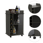 Espresso Wood Rolling Bar Cart with Wine Storage - 22-inch