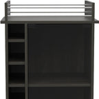 Espresso Wood Rolling Bar Cart with Wine Storage - 22-inch