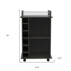 Espresso Wood Rolling Bar Cart with Wine Storage - 22-inch