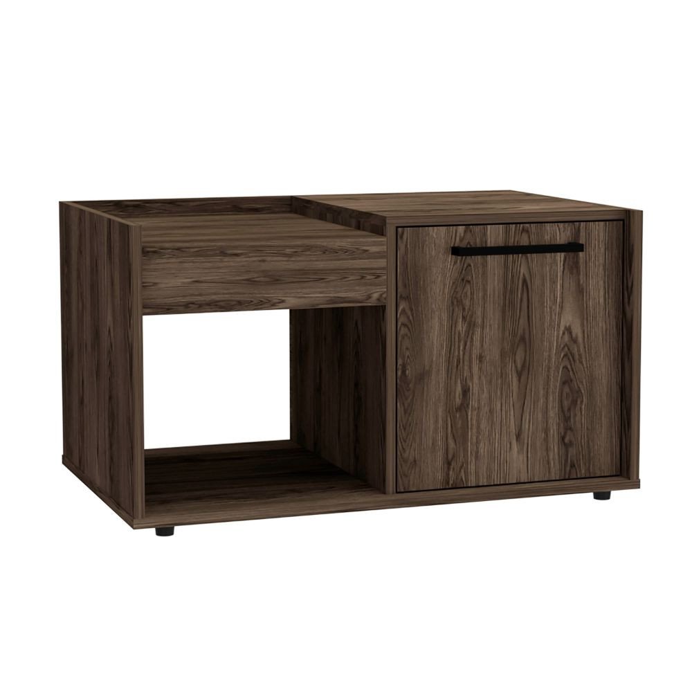 Dark Walnut Manufactured Wood Rectangular Coffee Table with Shelf - 32-inch