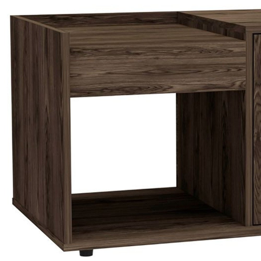 Dark Walnut Manufactured Wood Rectangular Coffee Table with Shelf - 32-inch