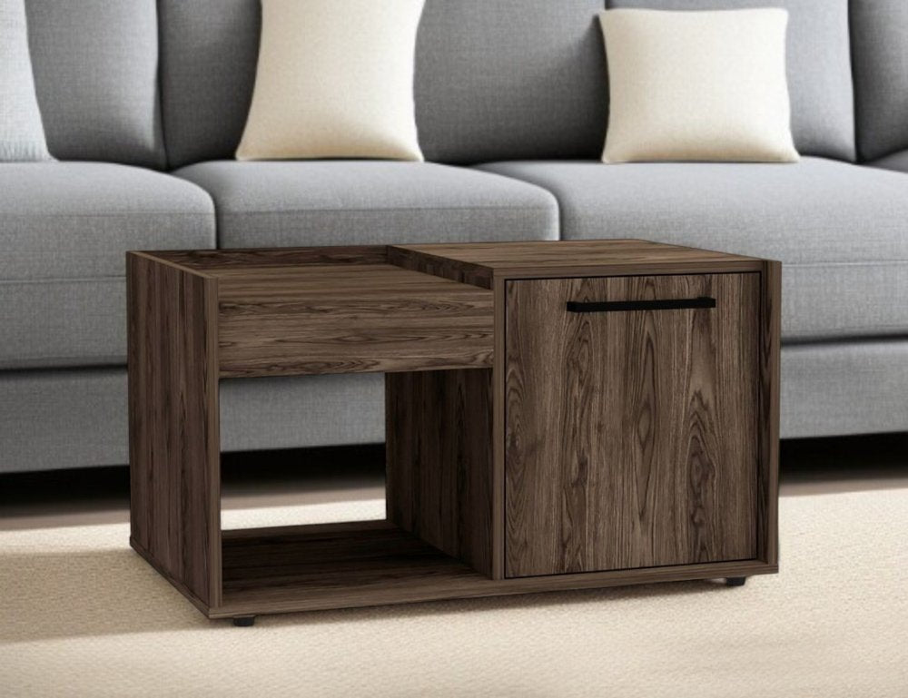 Dark Walnut Manufactured Wood Rectangular Coffee Table with Shelf - 32-inch