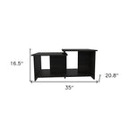 Black Wood Abstract Coffee Table - 35-inch