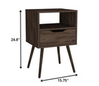 Wood One Drawer Nightstand - 25-inch