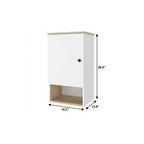 Light Oak and White Wall Mounted Cabinet with Three Shelves - 16-inch