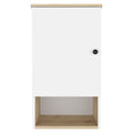 Light Oak and White Wall Mounted Cabinet with Three Shelves - 16-inch
