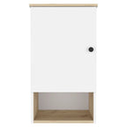 Light Oak and White Wall Mounted Cabinet with Three Shelves - 16-inch
