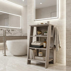 Light Gray Wood Freestanding Bathroom Vanity - 17-inch
