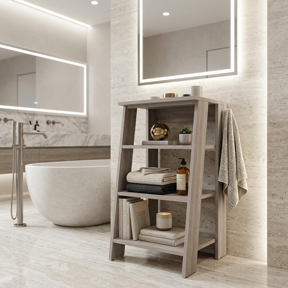 Light Gray Wood Freestanding Bathroom Vanity - 17-inch