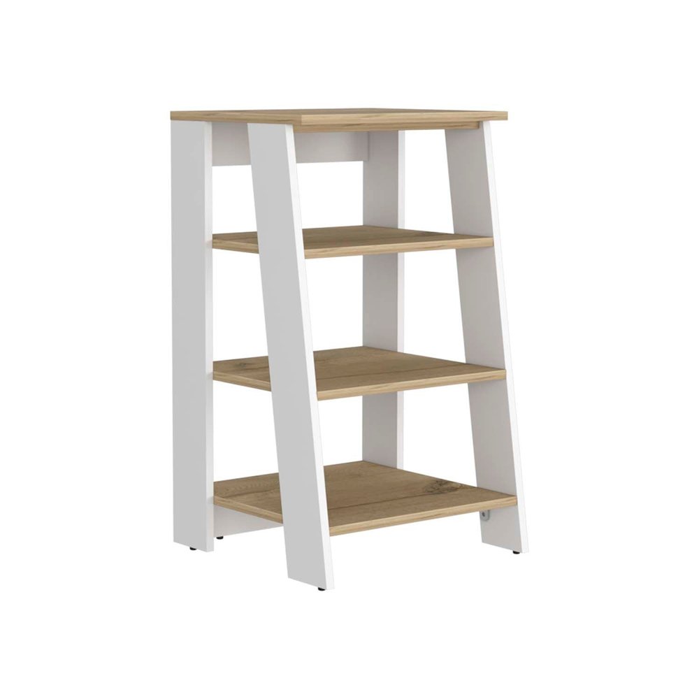 Oak and White Wood Freestanding Bathroom Vanity - 17-inch
