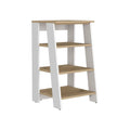 Oak and White Wood Freestanding Bathroom Vanity - 17-inch