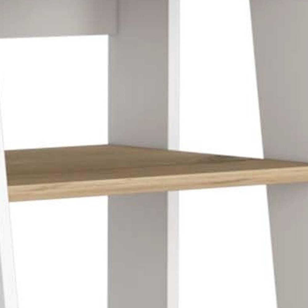 Oak and White Wood Freestanding Bathroom Vanity - 17-inch