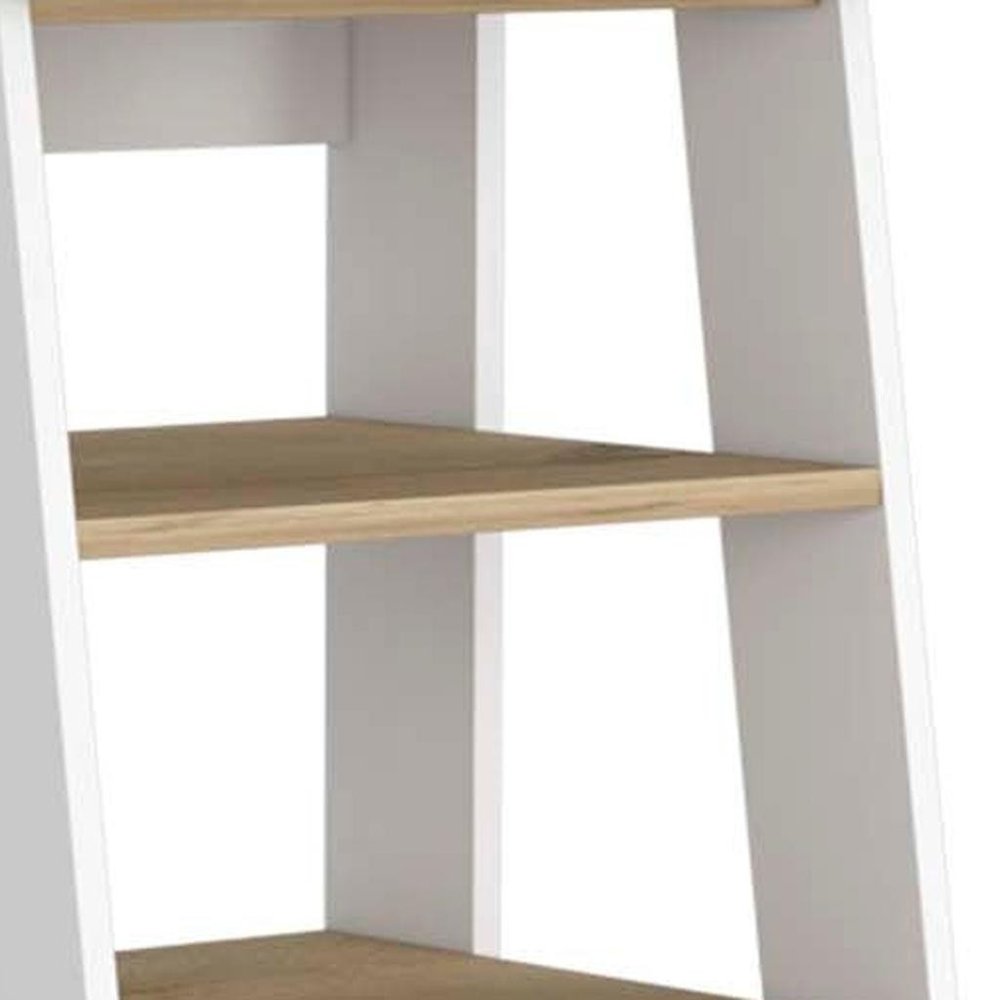 Oak and White Wood Freestanding Bathroom Vanity - 17-inch