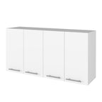 White Wood Wall Mounted Accent Chest with Four Doors - 47-inch