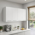White Wood Wall Mounted Accent Chest with Four Doors - 47-inch