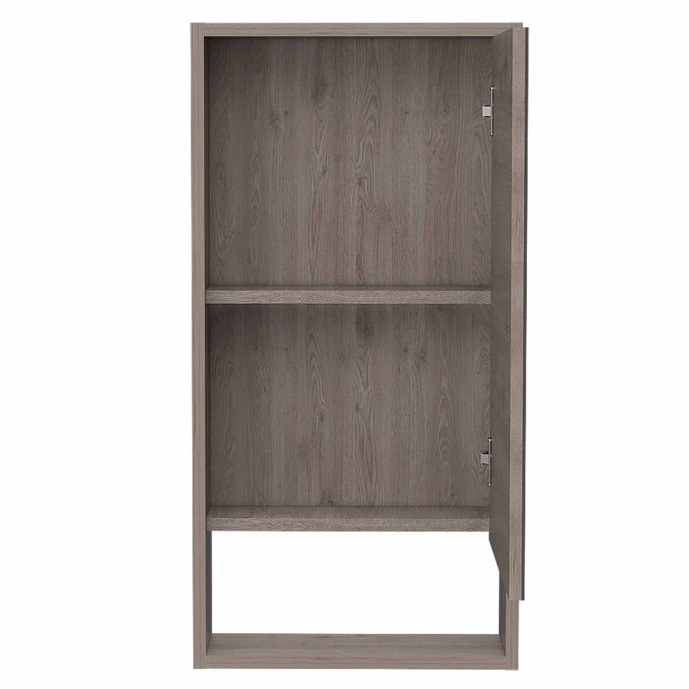 Light Gray Wood Floating Double Door Bathroom Vanity and Medicine Cabinet with Mirror