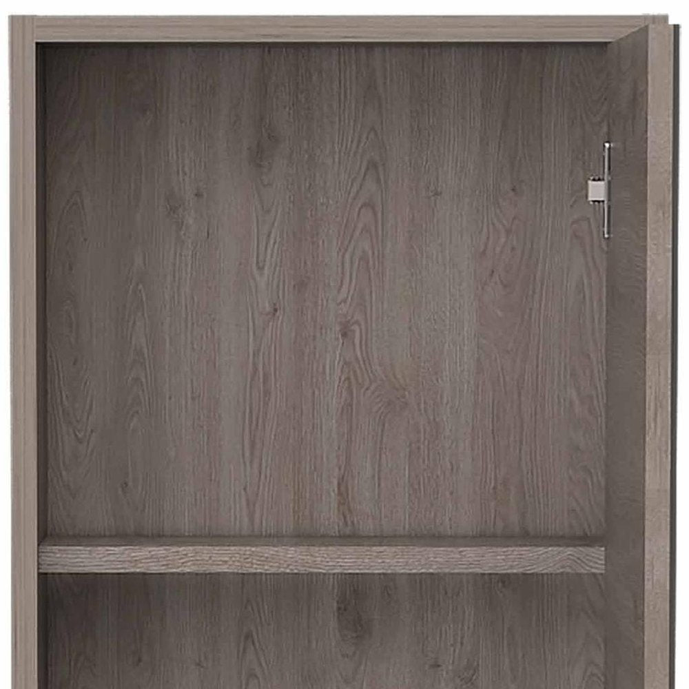Light Gray Wood Floating Double Door Bathroom Vanity and Medicine Cabinet with Mirror
