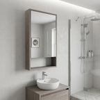 Light Gray Wood Floating Double Door Bathroom Vanity and Medicine Cabinet with Mirror