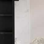 Black Wood Floating Double Door Bathroom Vanity and Medicine Cabinet with Mirror