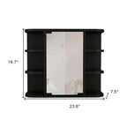 Black Wood Floating Double Door Bathroom Vanity and Medicine Cabinet with Mirror