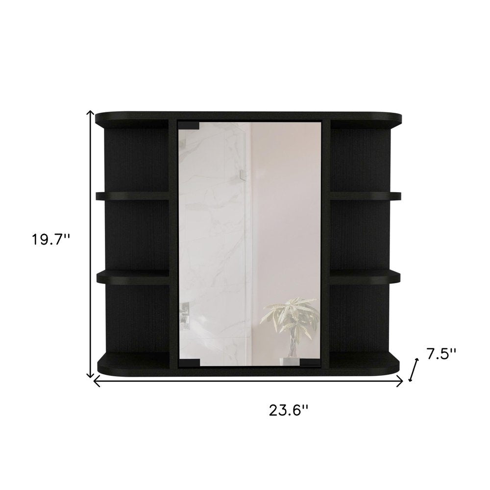 Black Wood Floating Double Door Bathroom Vanity and Medicine Cabinet with Mirror