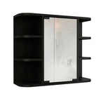 Black Wood Floating Double Door Bathroom Vanity and Medicine Cabinet with Mirror