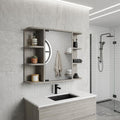 Light Gray Wood Floating Double Door Bathroom Vanity and Medicine Cabinet with Mirror