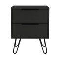 Black Wood Two Drawer Nightstand - 22-inch