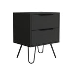 Black Wood Two Drawer Nightstand - 22-inch