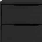 Black Wood Two Drawer Nightstand - 22-inch